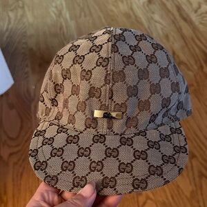 Gucci Beige and Brown Logo Cap